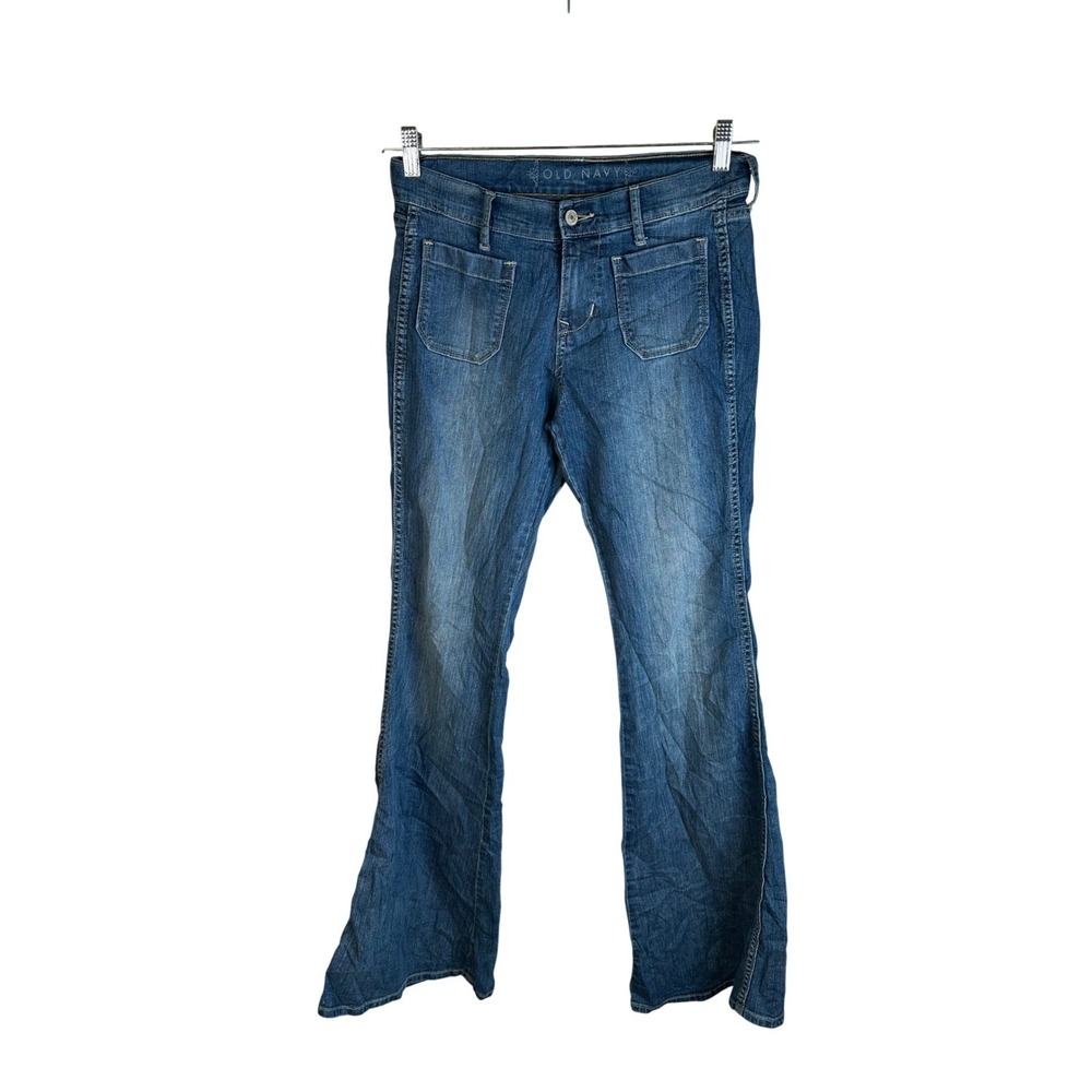 Old Navy Women's Vintage Y2K Blue Medium Wash Patch Pocket Stretch Denim Size 2